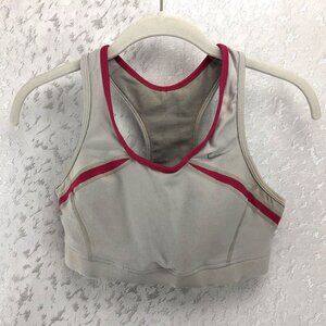 Nike Dri-Fit Racerback Sports Bra Gray with Pink Trim Size M